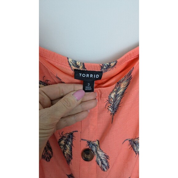 Torrid Midi Dress Coral Linen-Look Pinafore Feather Prairie Beach SZ 3X NWT - Picture 4 of 16